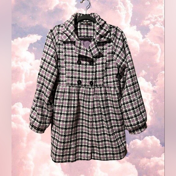 George Ladies L Purple/Grey/Black Plaid Tweed Coat - Picture 11 of 11